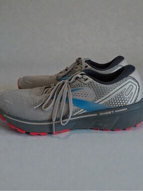 Brooks Ghost 14 Men's Running Shoes - Grey/Blue/Red - Size 9.5 D Medium